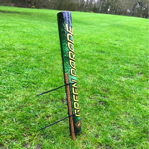 Place firework on flat ground and secure to a stake or post which has been inserted into the ground (crowd side of the firework) with strong tape or electric ties.